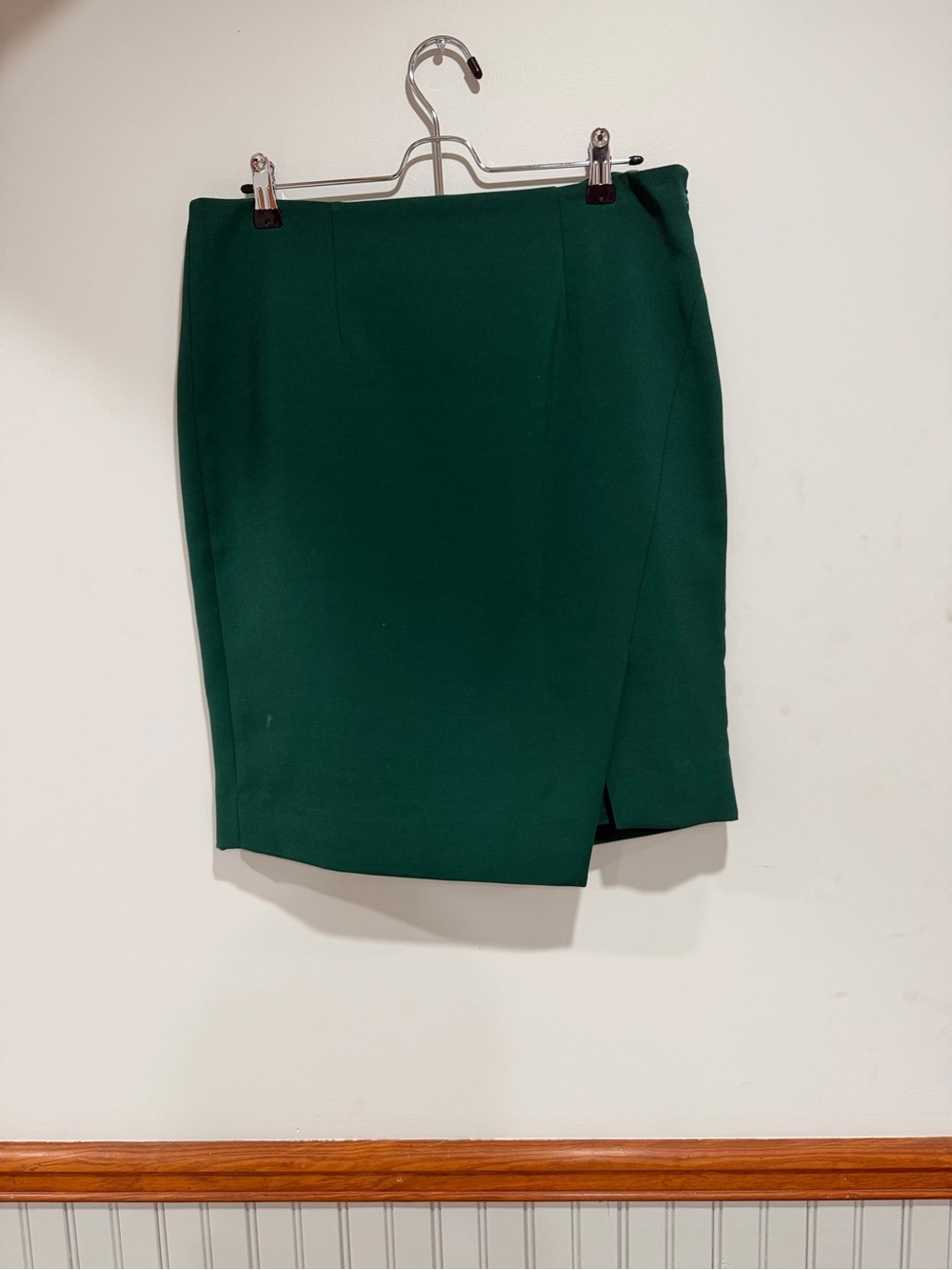 White House Black Market Dark Green Pencil Skirt with Front Slit